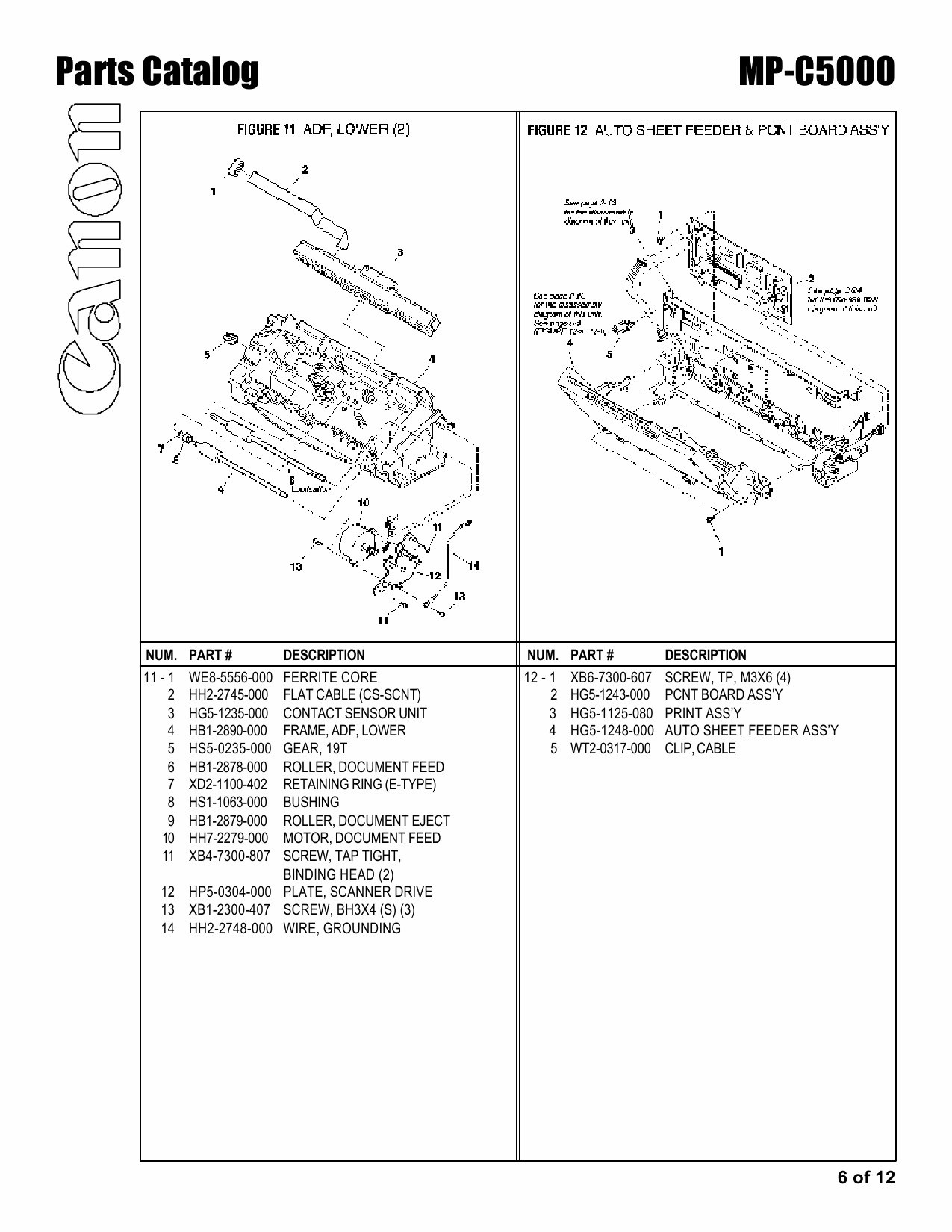 Canon MultiPASS MP-C5000 Parts Catalog Manual-6